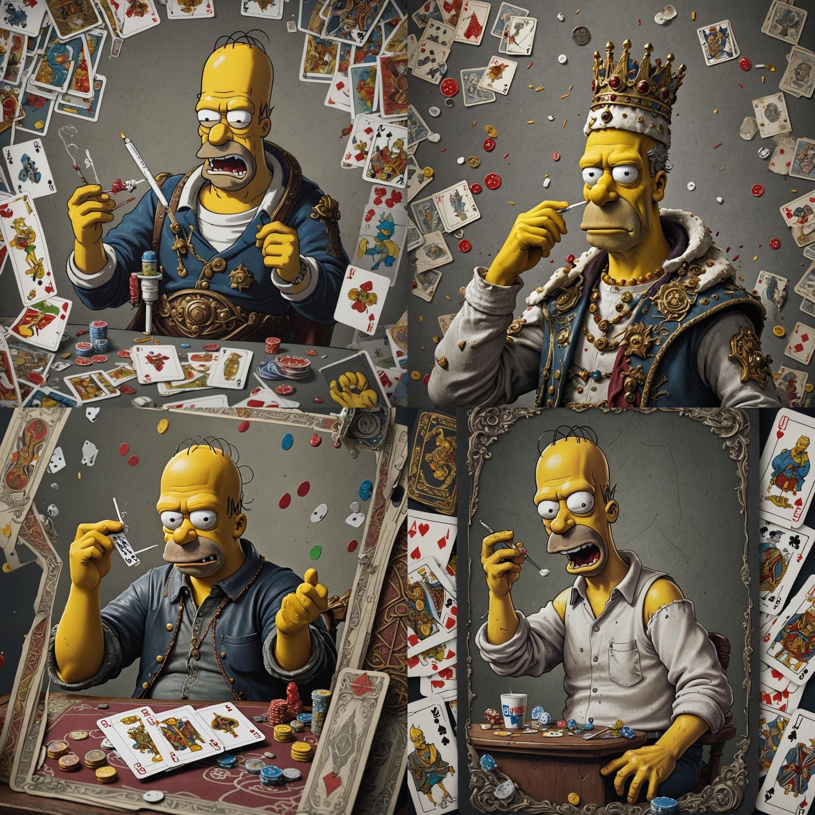 Homer Simpson as Suicide King: Detailed Matte Painting