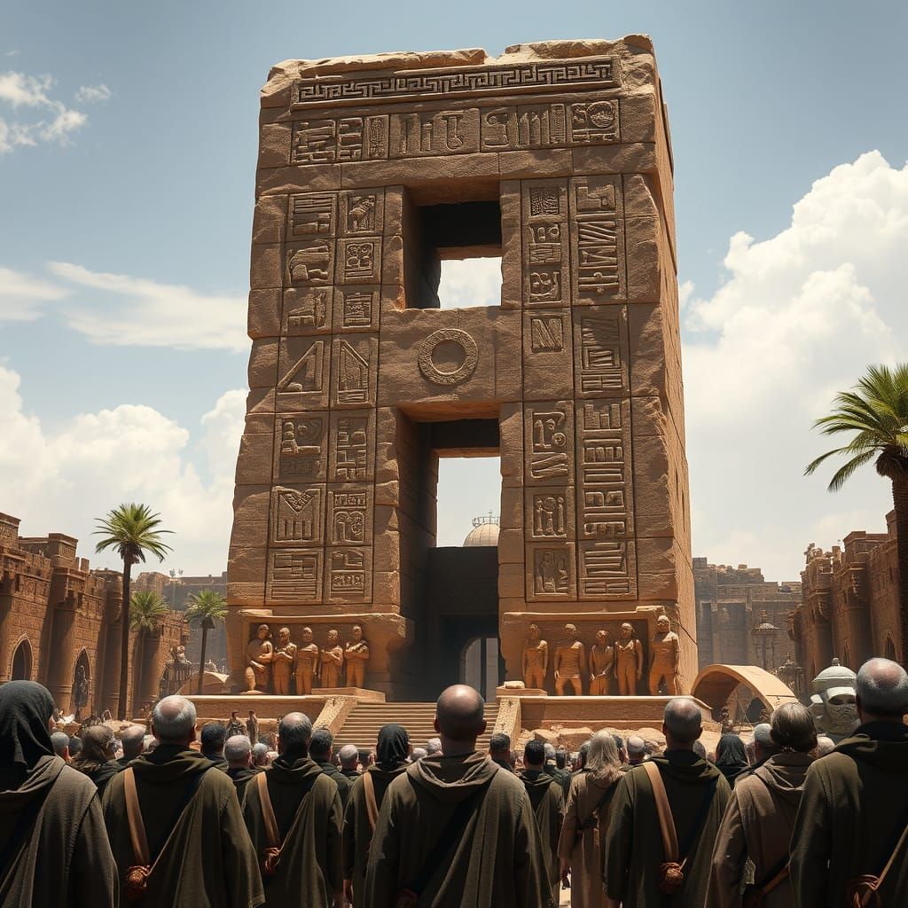 Hyperrealistic Sandstone Sculpture of the Number 8 in Ancien...