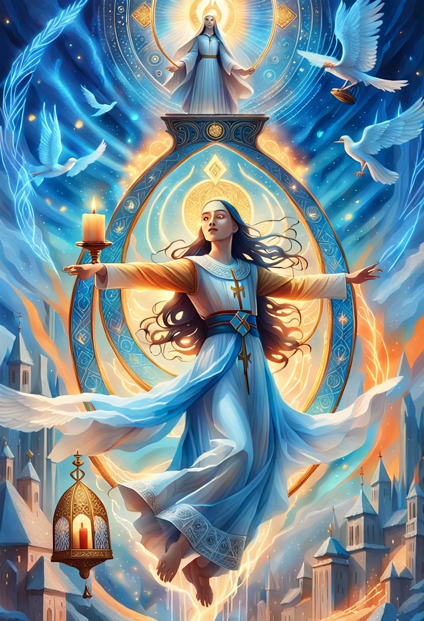 Slavic Goddess Beregin Rides Arleg in Fantasy Illustration