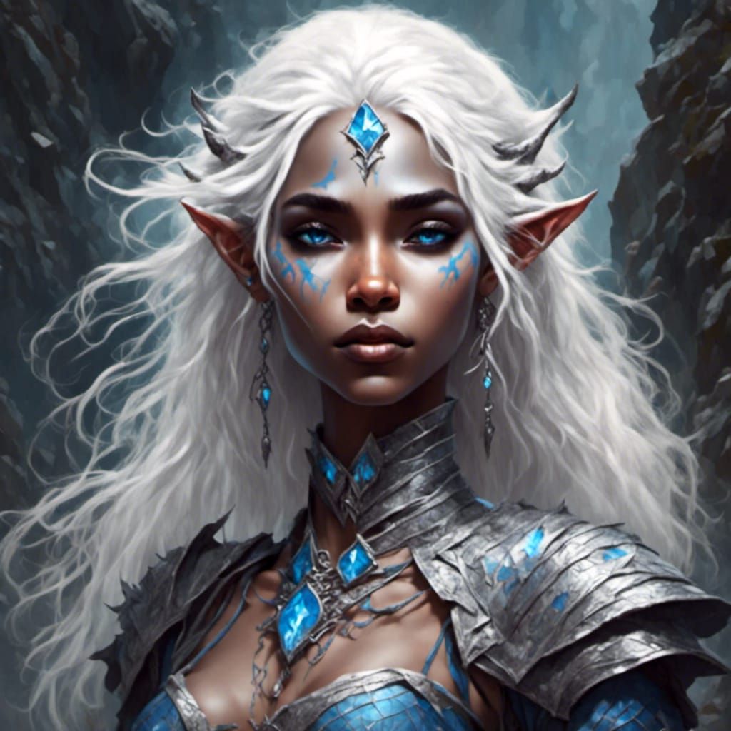 Dancing Drow Magic User on Stones