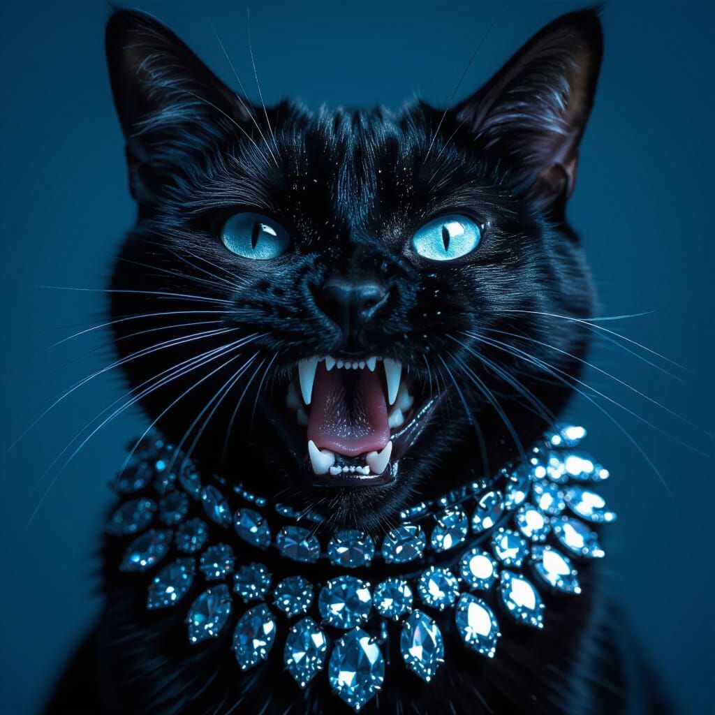 Menacing Cyberpunk Black Cat with Piercings
