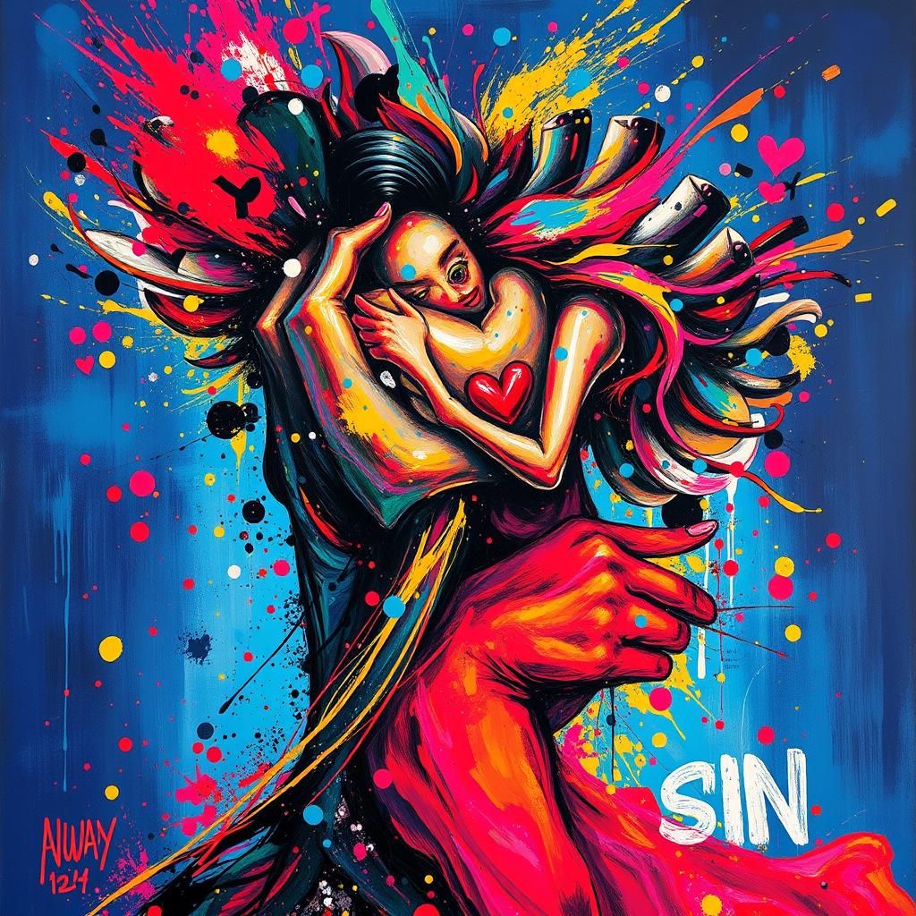 Graffiti Fusion of Love, Freedom, and Passion