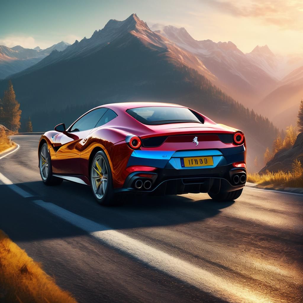 Bear Rides Ferrari: Hyper-Realistic Digital Art