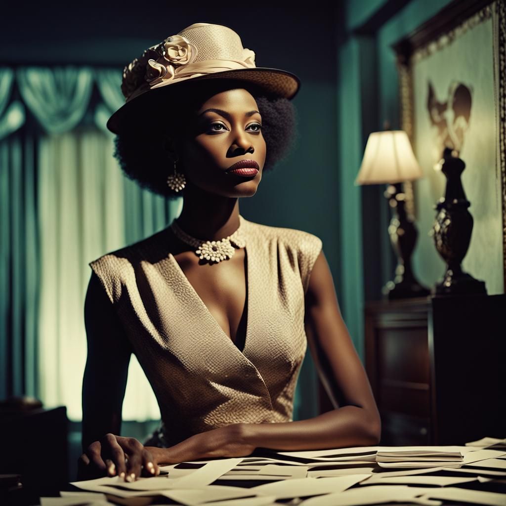 Glamorous African American Woman in Dada Art Style