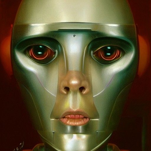 Hyperrealistic Robot Portrait in Oil Painting Style