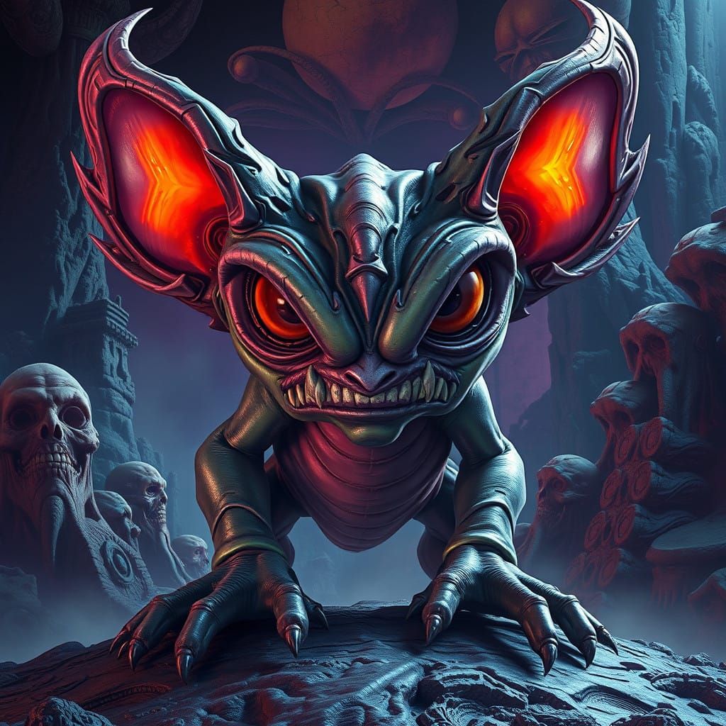 Grogu Gizmo Slimer Merged Creature in Fantasy Art