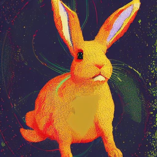 Glitched Rabbit in Love: A Digital Art Portrait