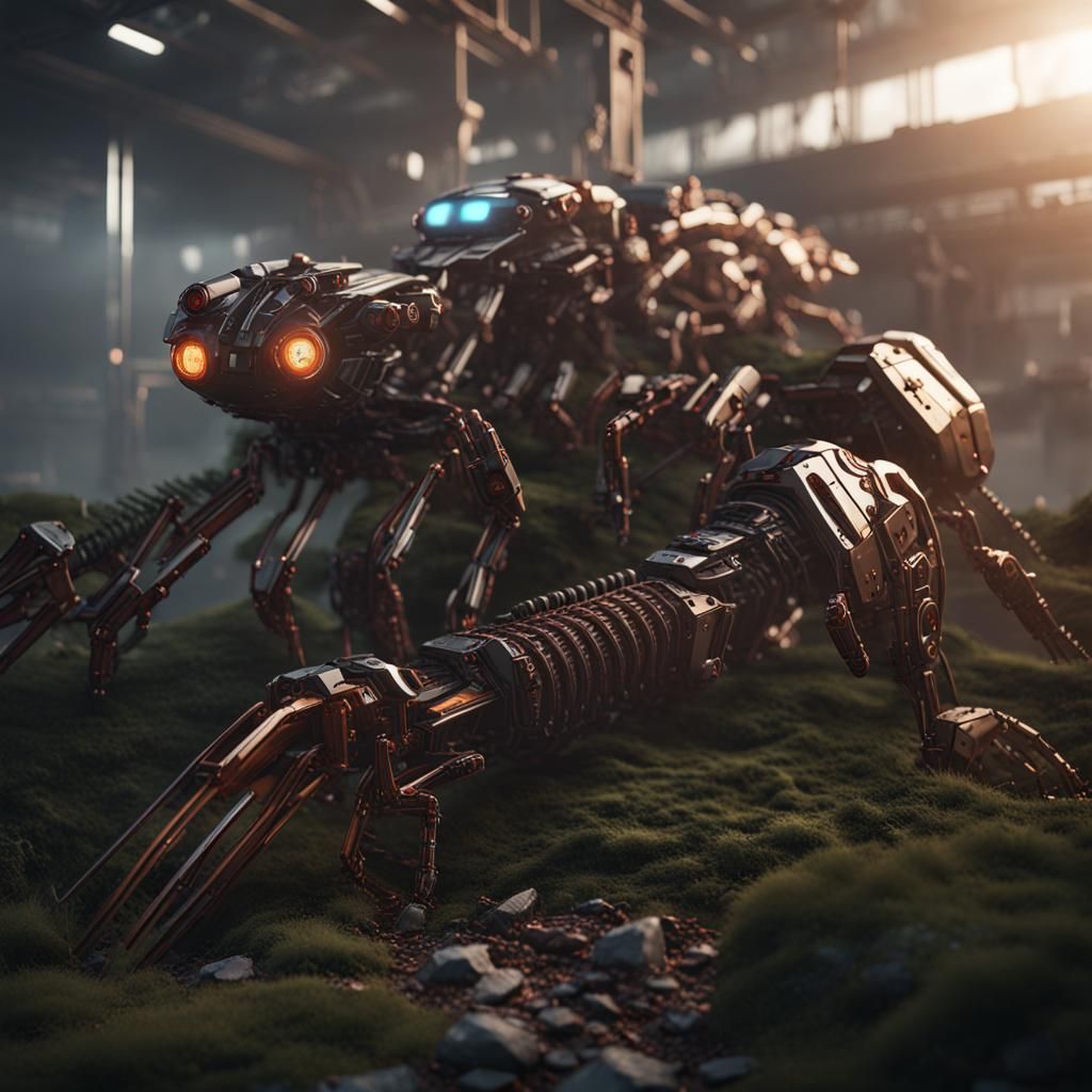 Epic Centipede Mech in Futuristic Sci-Fi Scene