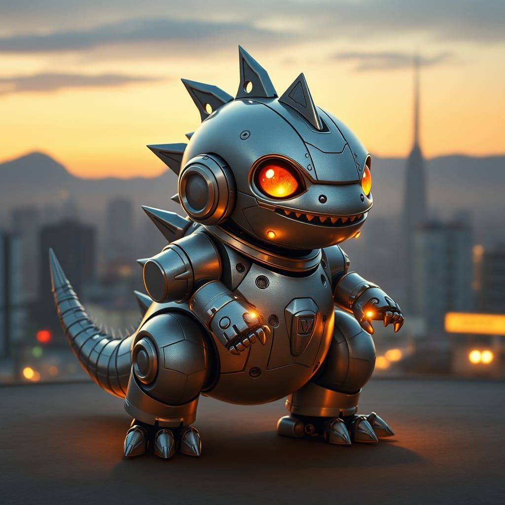 Retro-Futuristic Baby Mechagodzilla