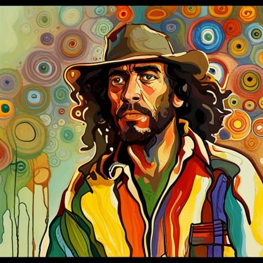 Psychedelic Rastaman Portrait in Expressionist Style