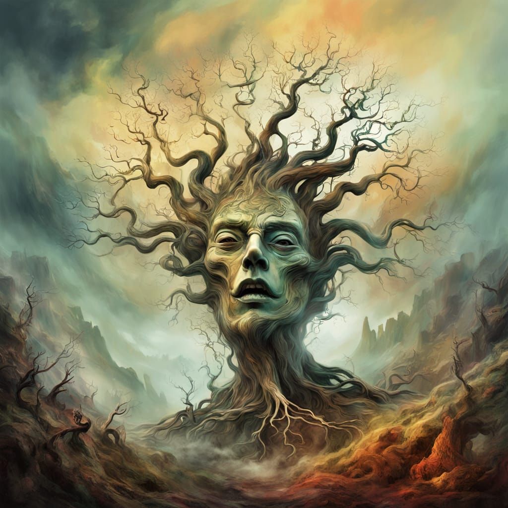 Gnarled Roots Form Whimsical Mountain Face