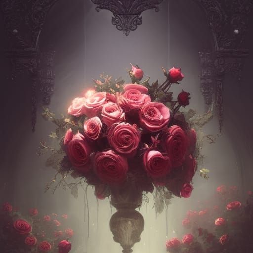 High Gothic Victorian Roses in Dark Fantasy Style