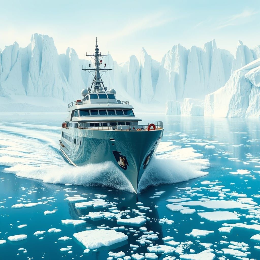 Majestic Research Vessel Navigates Antarctic Ocean