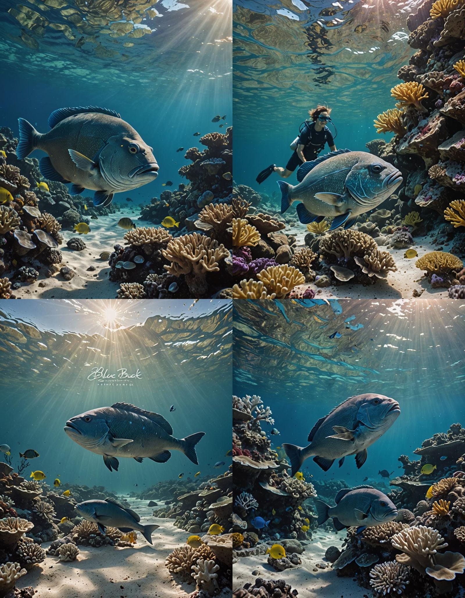 Blueback Book Cover: Underwater Scene with Groper