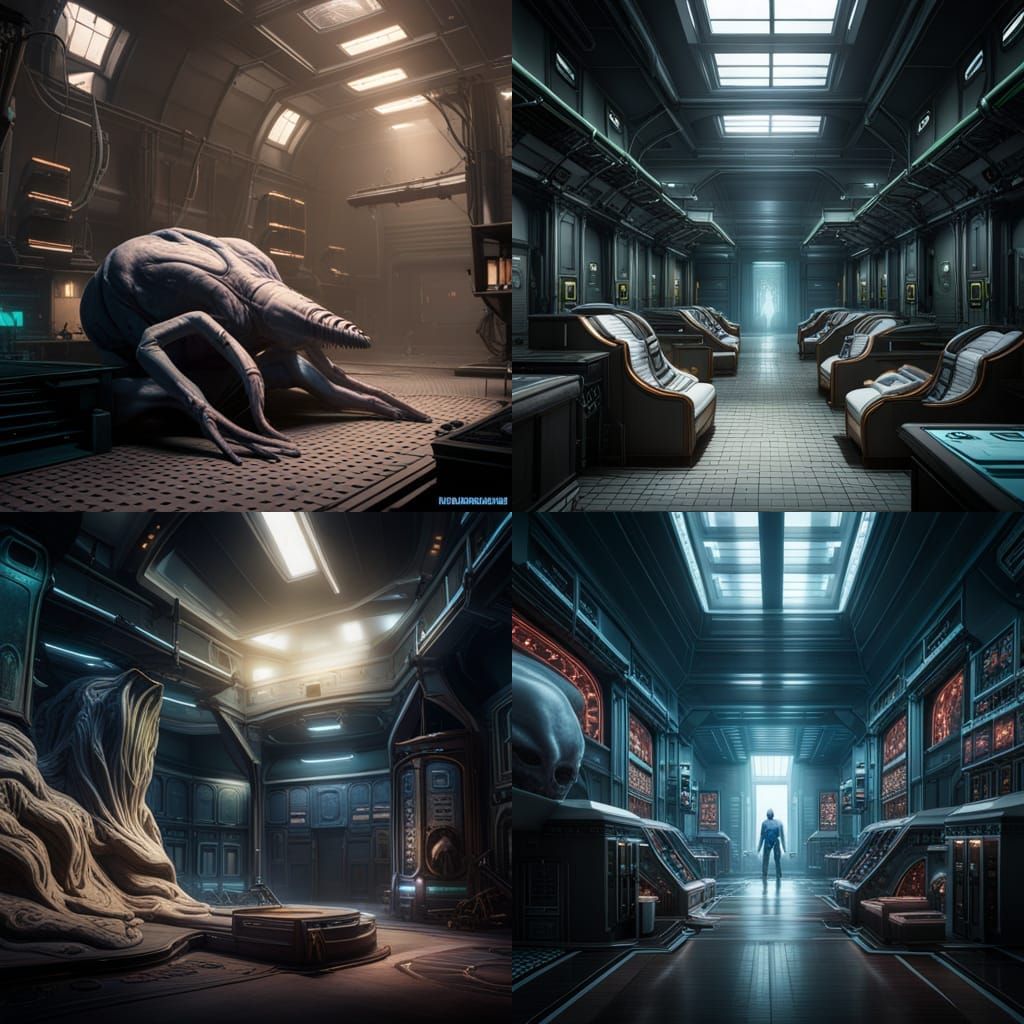 Alien Brain Colony in Sterile Environment: Fantasy Art