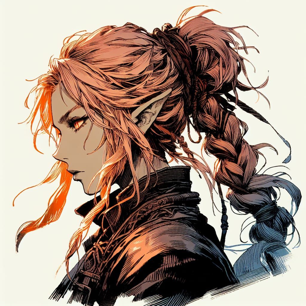 Adventurous Elf with Braided Ponytail, Mystic Glow