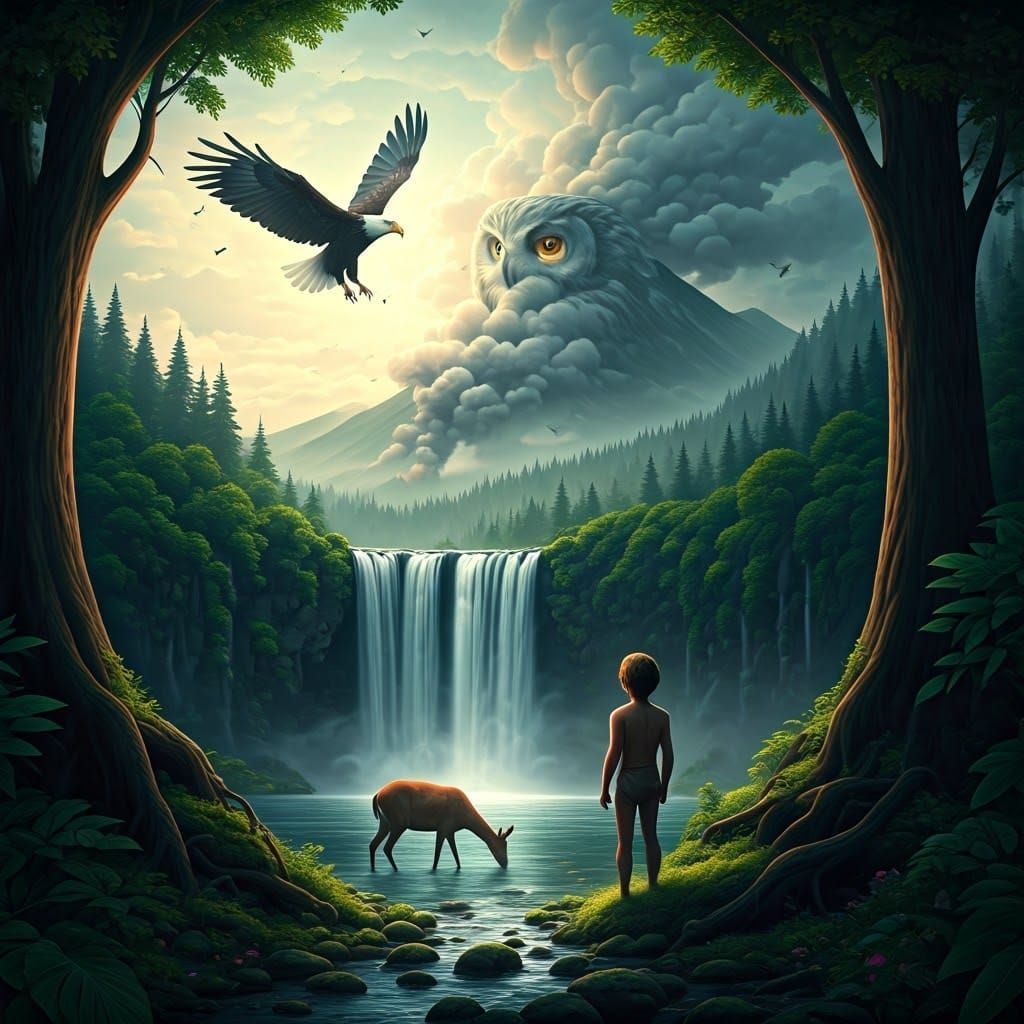 Nature Boy, Mystical Owl Smoke, Epic Matte Painting