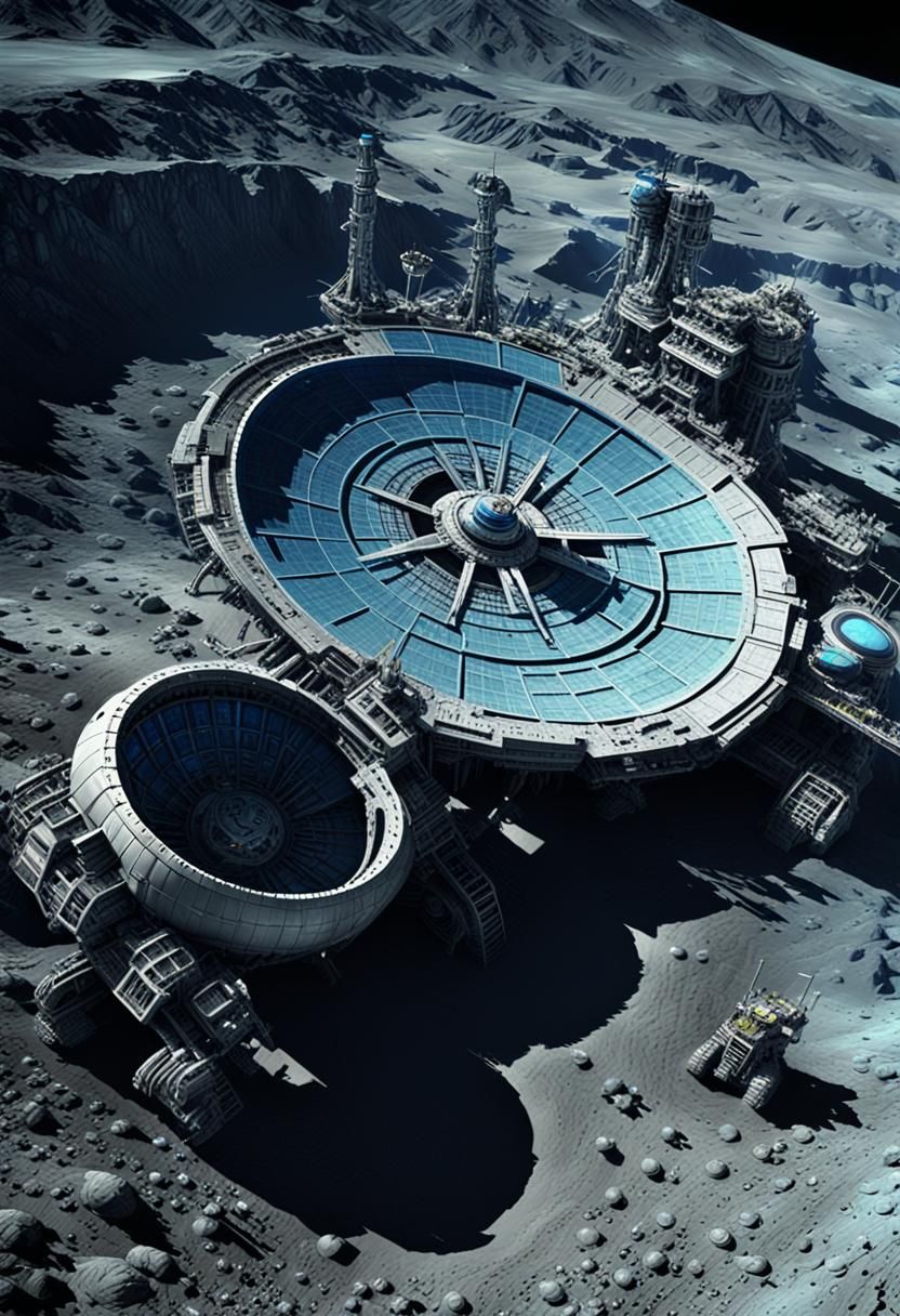 Alien Mining Operation on Earth's Moon: Digital Matte Painti...