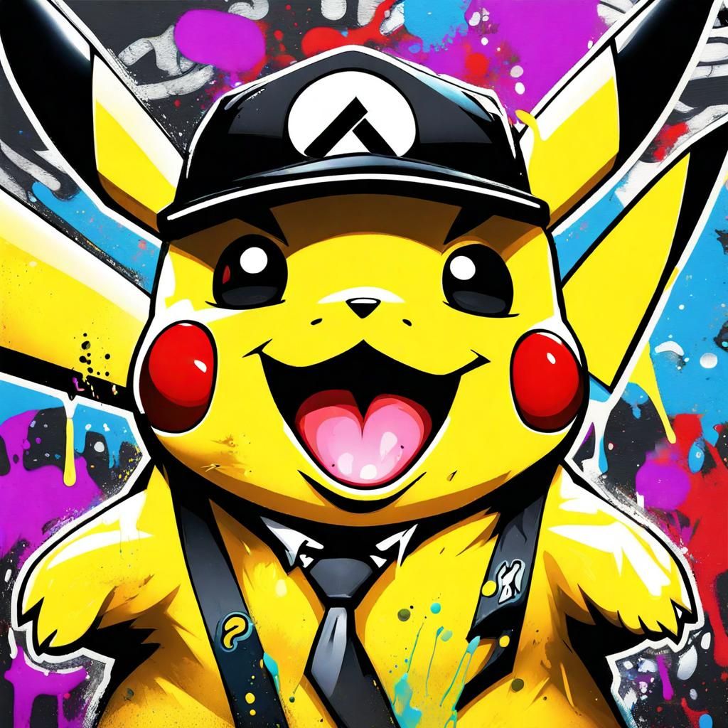 Gangster Pikachu Graffiti Art in Street Style