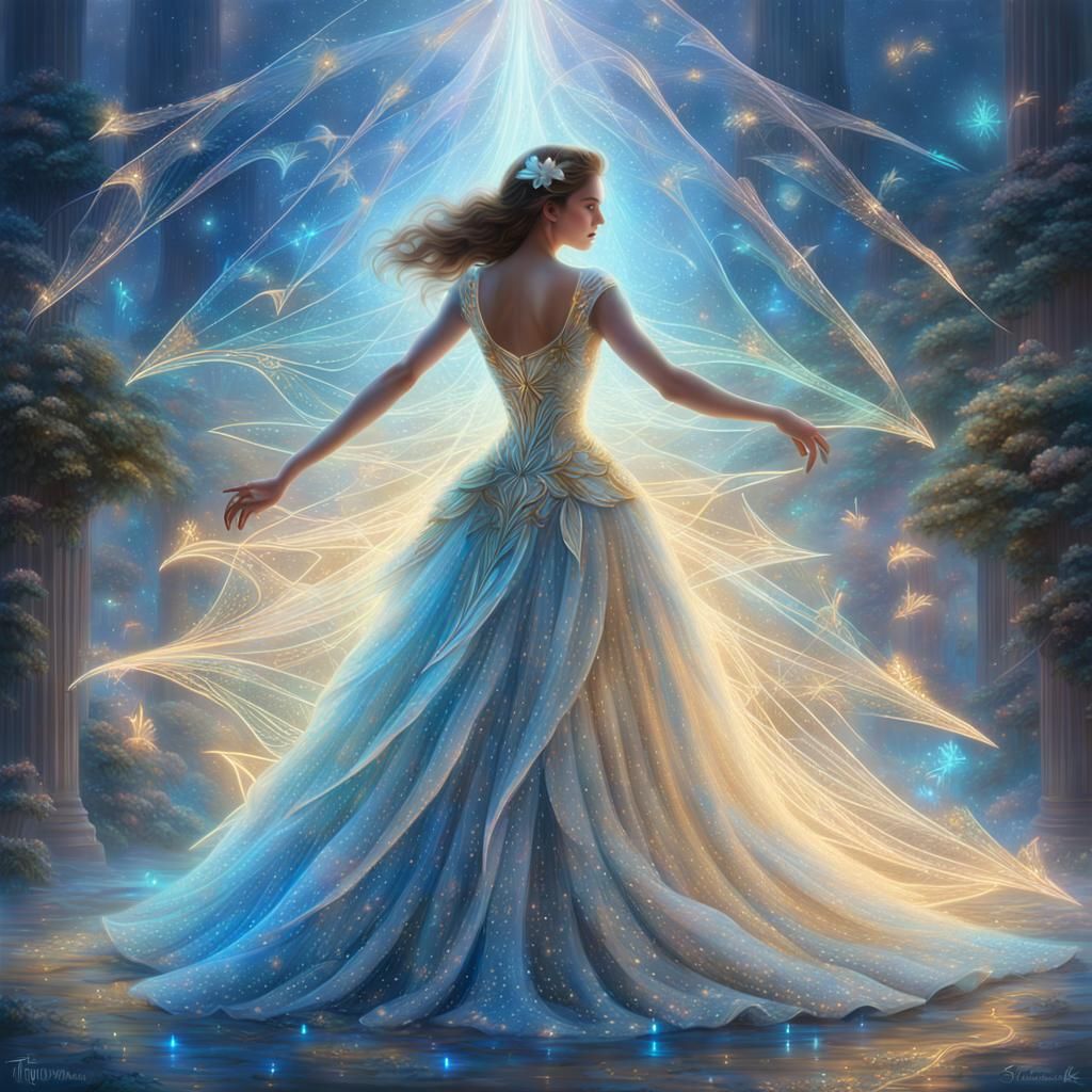 Ballerina Stardust with Crystal Lilies and Neon Lights