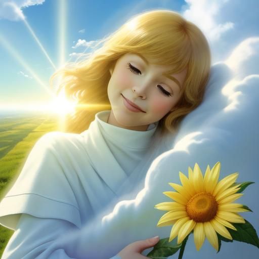 Heavenly Sunshine Beams Through Soft Clouds