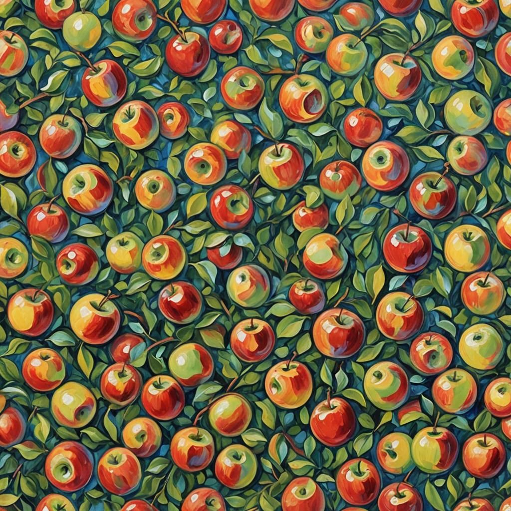 Ripe Apple in Expressionist Oil Painting