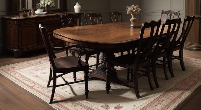 A Victorian chair and table in rich dark wood. Each leg has ...