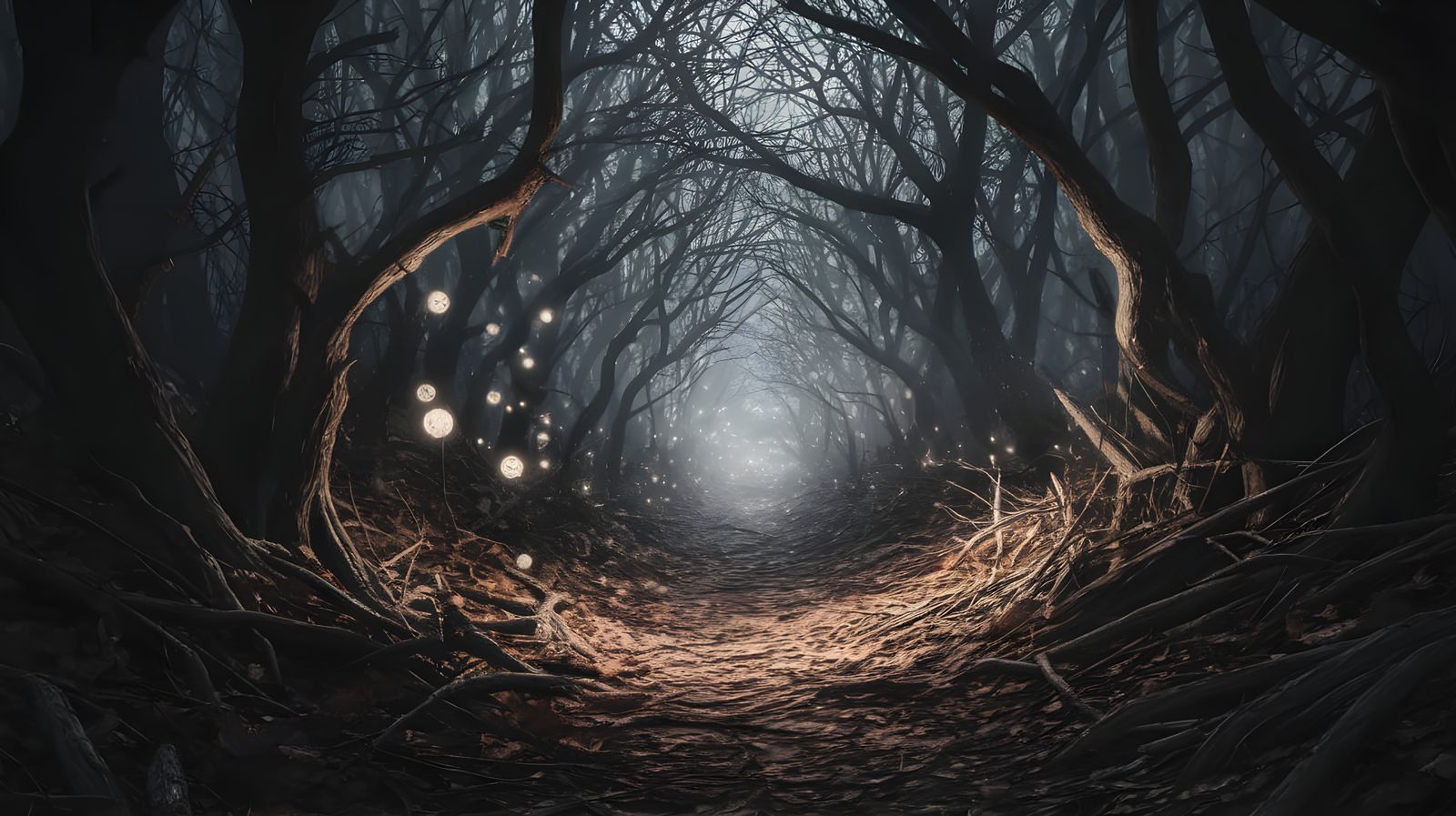 Mysterious Forest Shadows in Ethereal Light