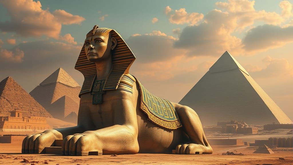 Majestic Sphinx Rampant in Giza: Digital Matte Painting