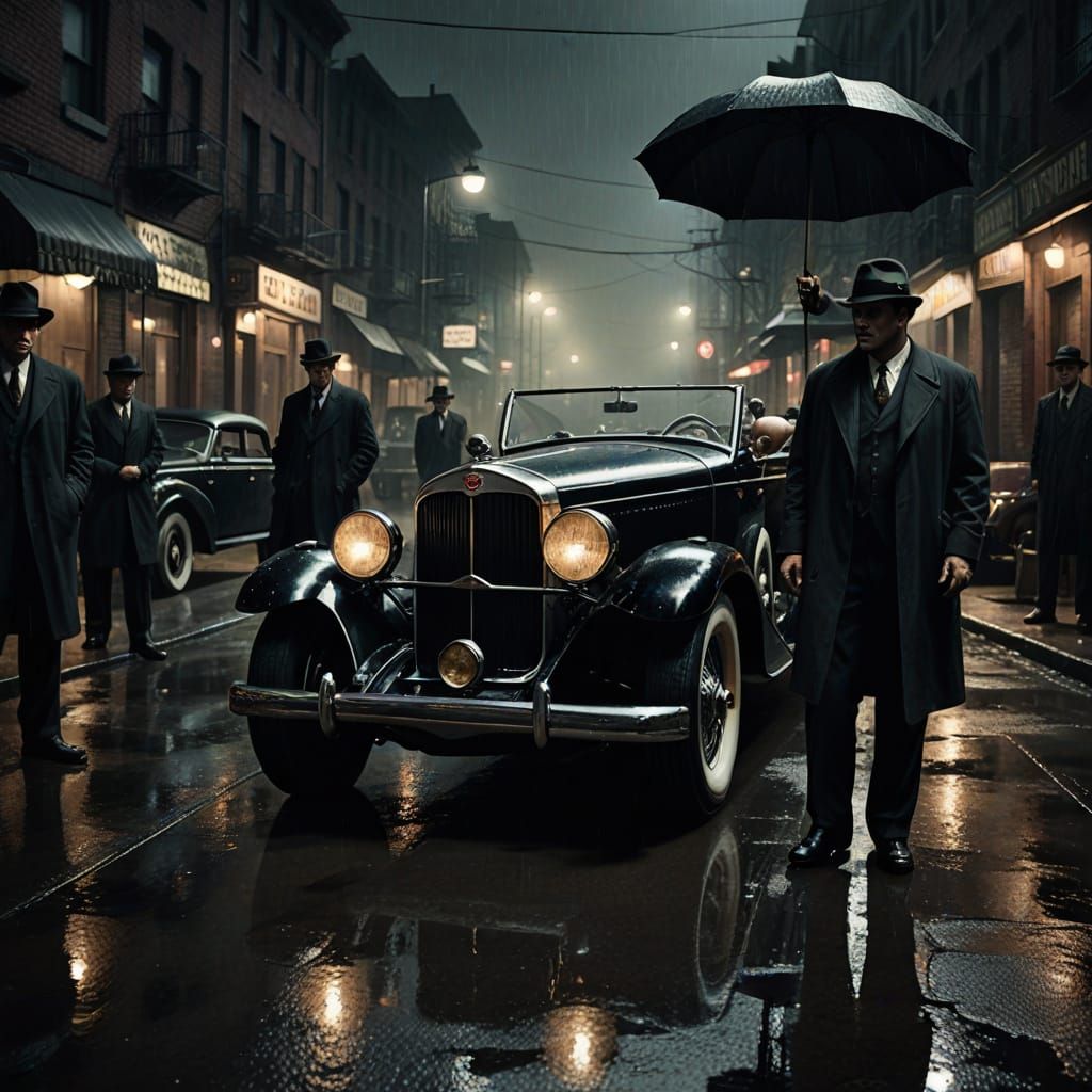 Al Capone in Noir-Inspired Crime Scene Concept Art