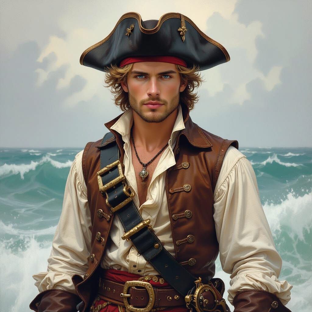 Pirate Portrait in Romanticism Style