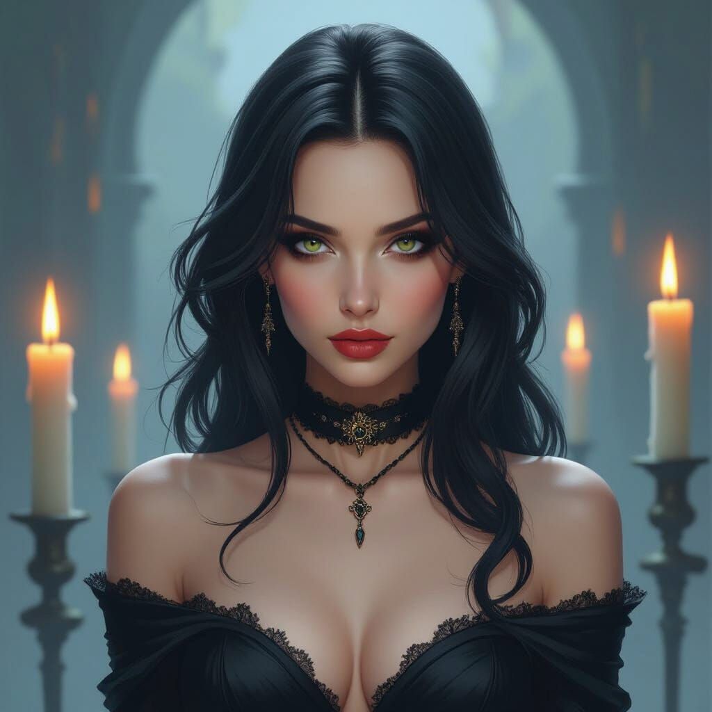 Mysterious Female Villain in Dark Ambiance