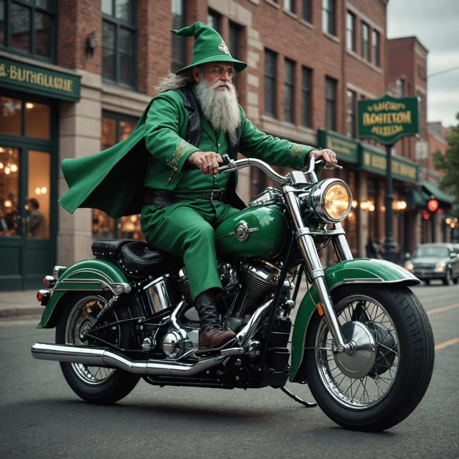 Wizard Rides Harley: Pixel Art Deco Hyperrealism