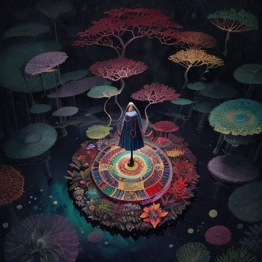 Ethereal Nautilus Spiral in Forest and Ocean Watercolor