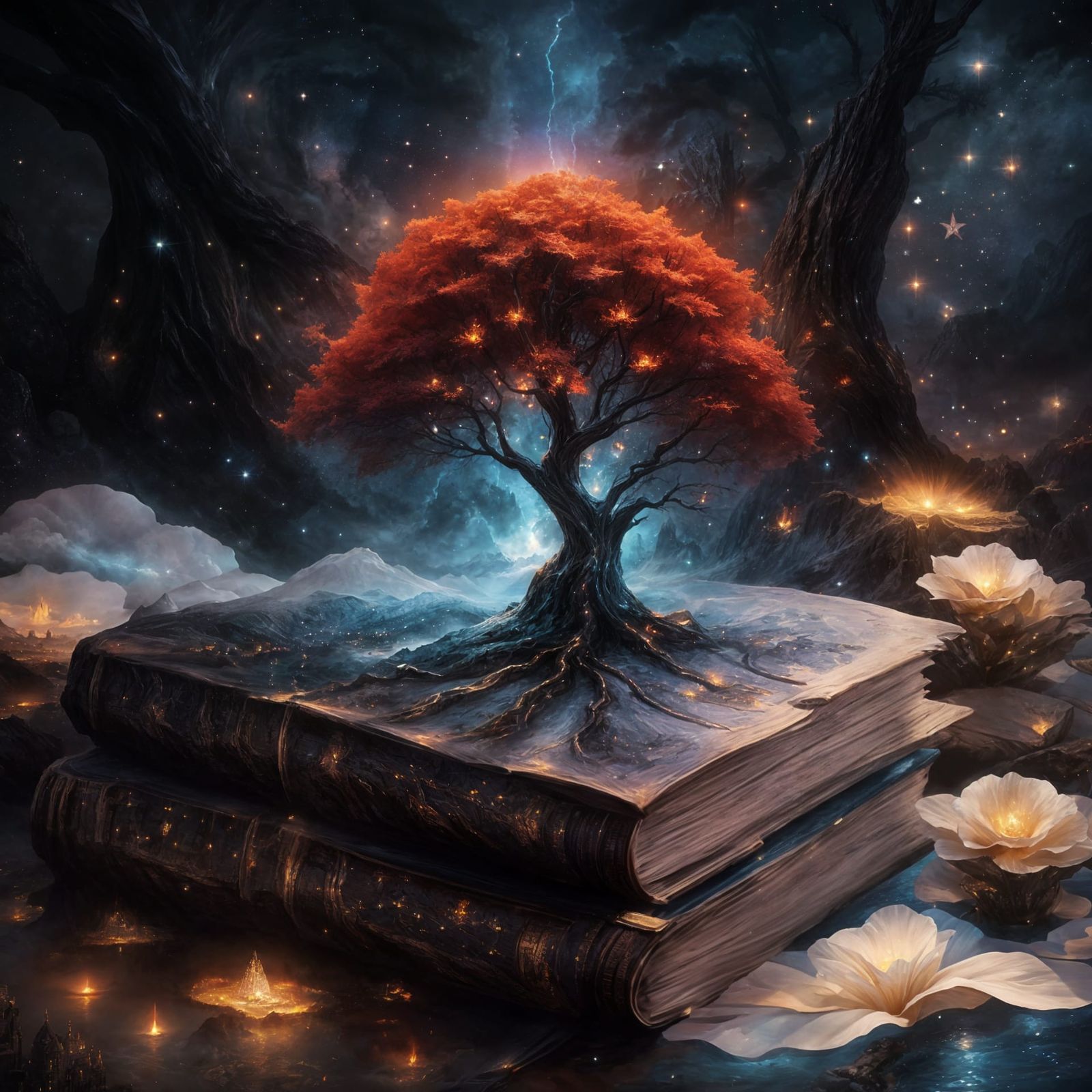 Magical Pastel Town Under Starry Sky