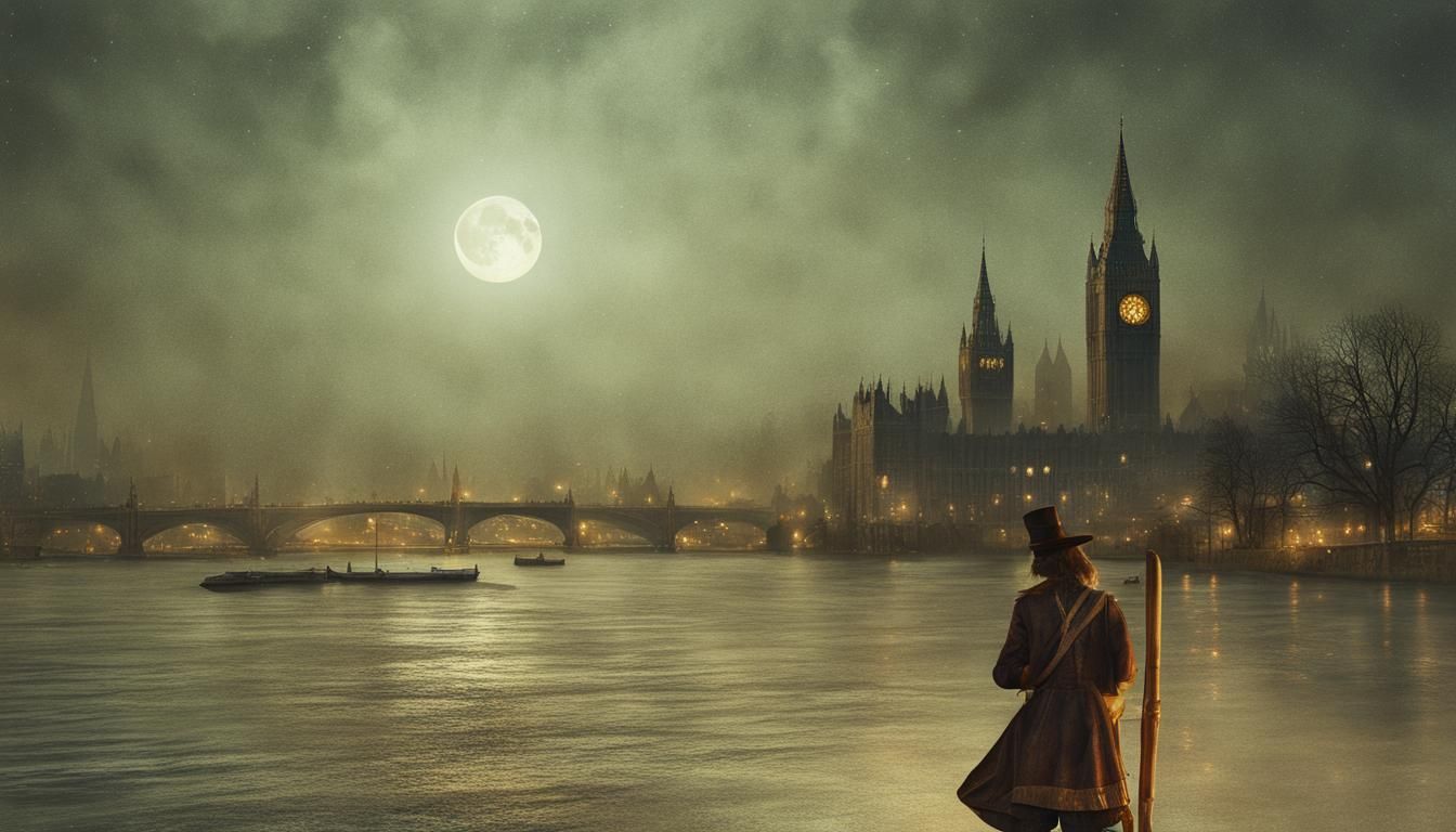 Thames River Reflections in Detailed Matte Painting