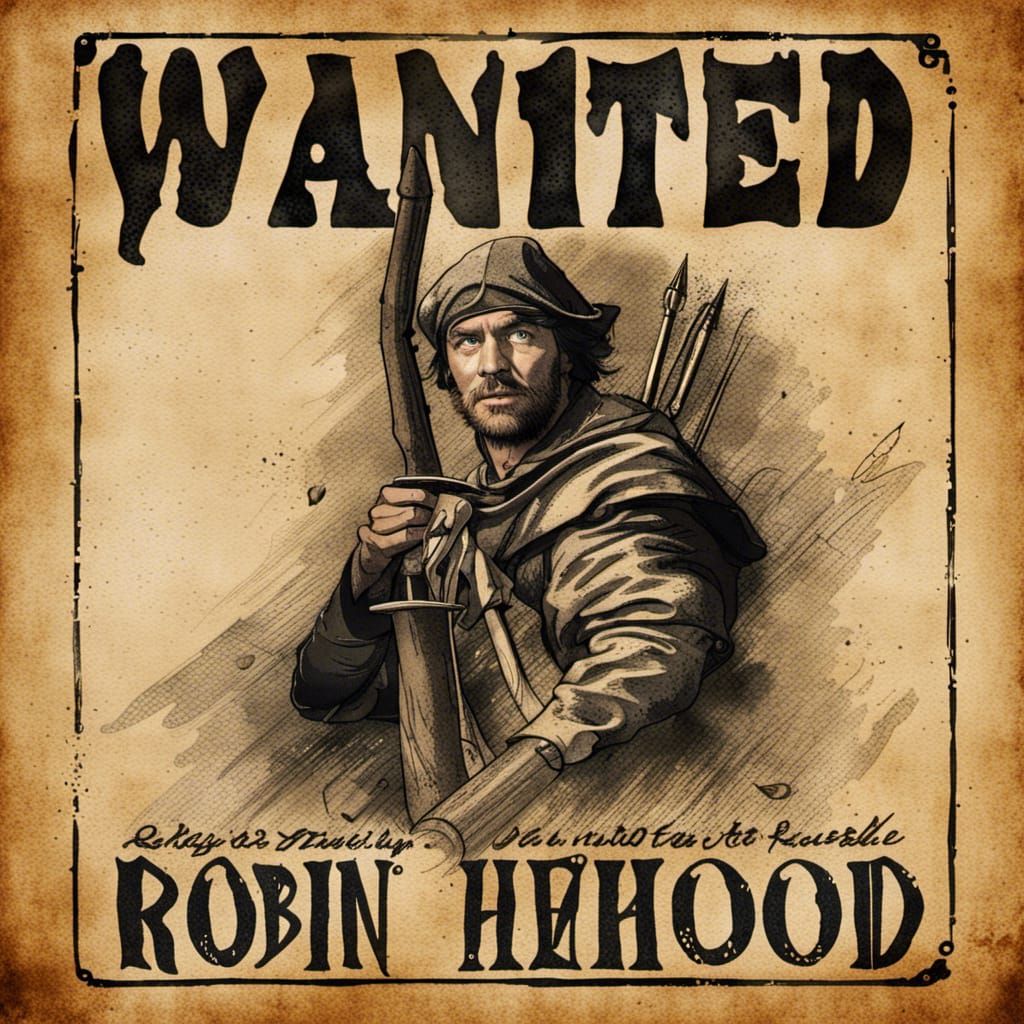 Robin Hood Wanted Poster in Ink