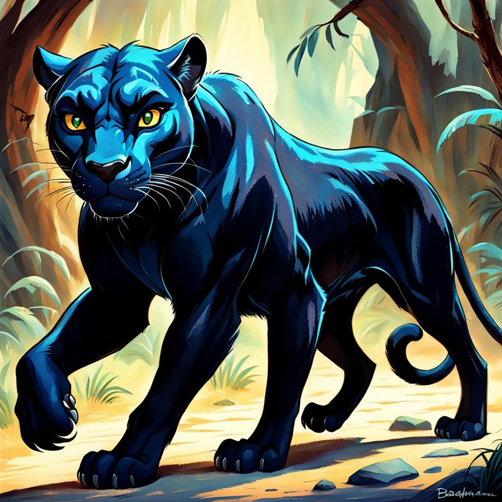 Bagheera in an Animated Style
