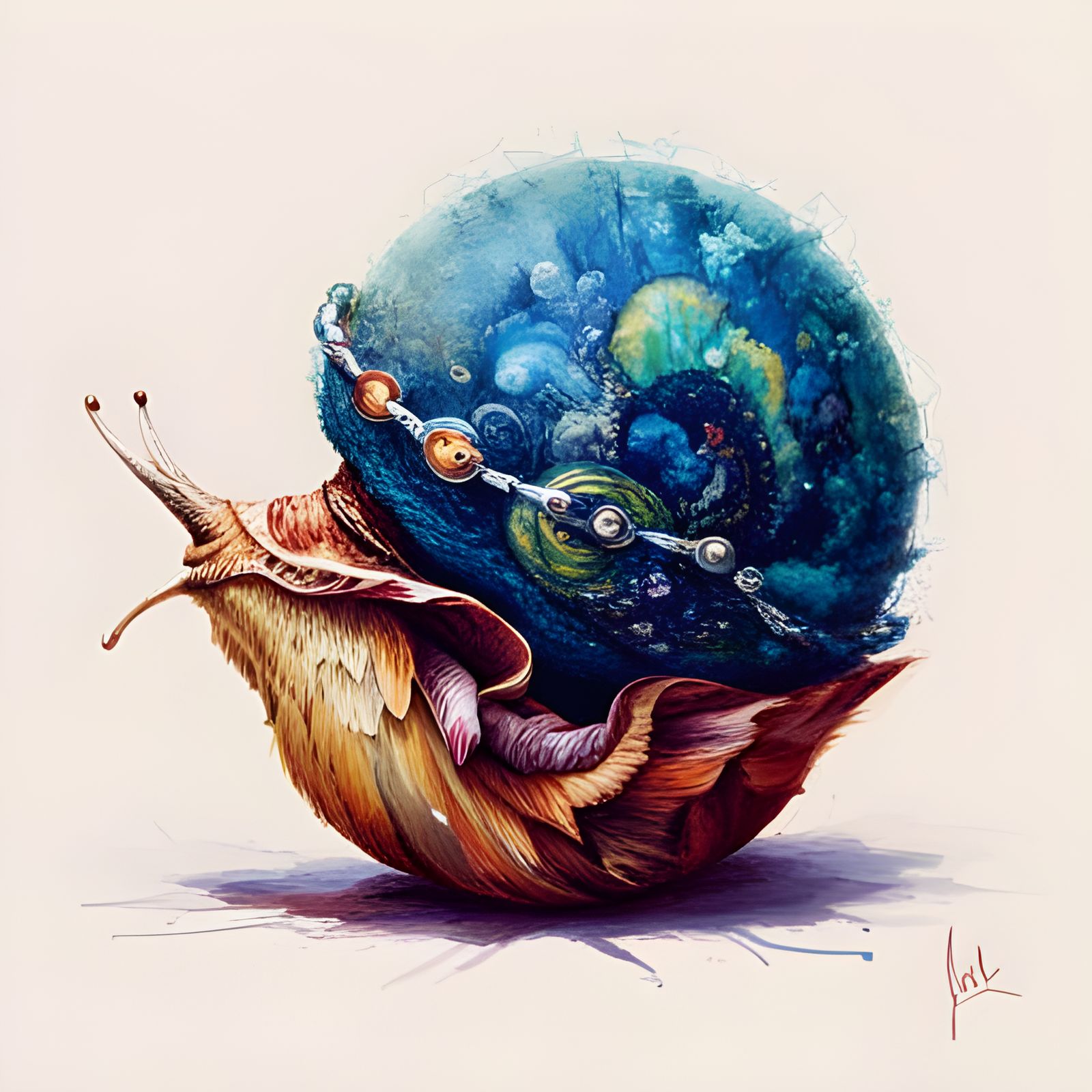 Racing Snail with Sunglasses in Comic Art Style