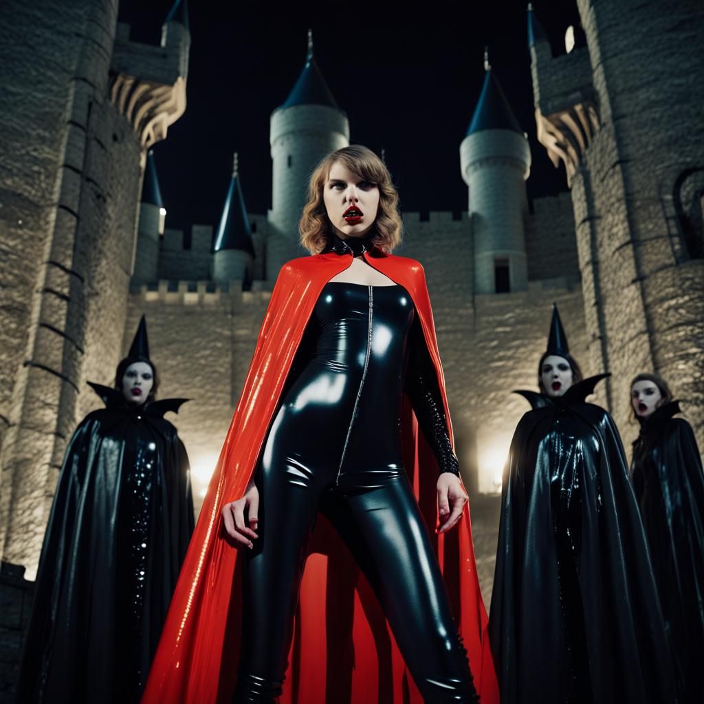 Latex Vampire Queen on Castle: Cinematic Film Still