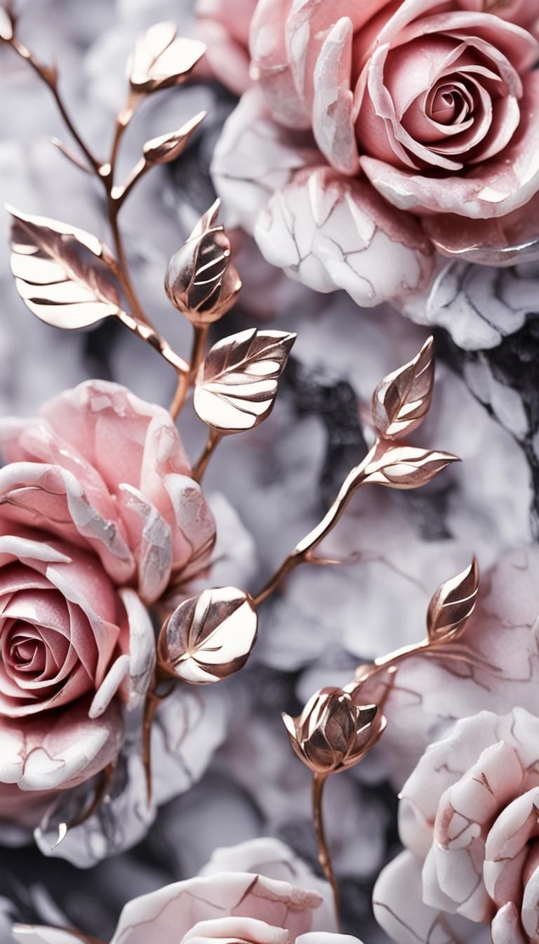 Marbled Rose Quartz Flowers with Bokeh