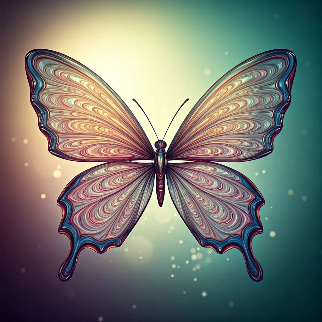 Ethereal Glass Winged Butterfly in Iridescent Hues