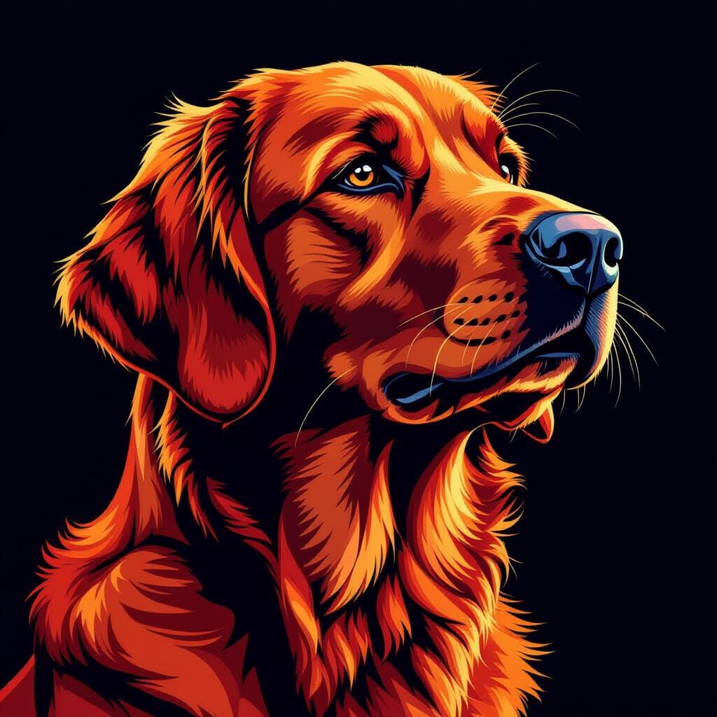 Red Setter Head Vector Art in Anime Style