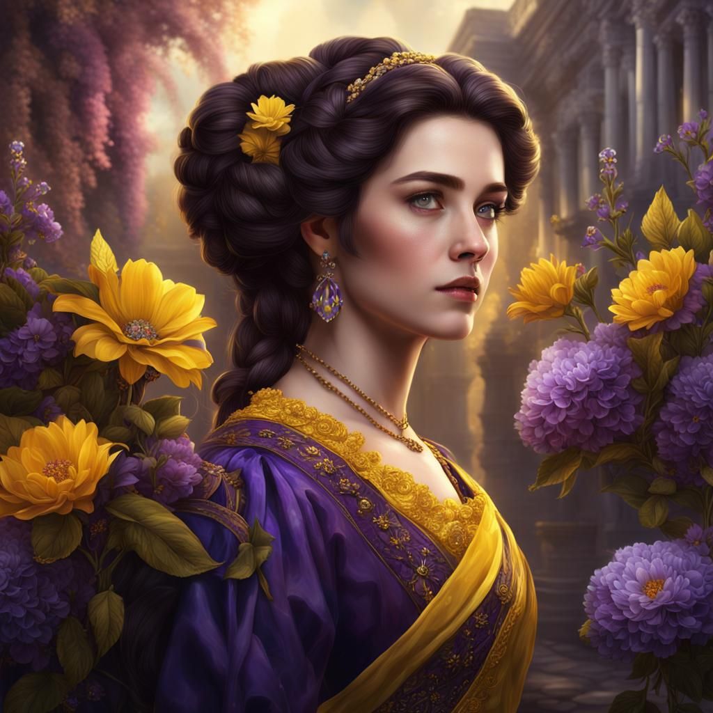 Regency Woman With Flowers And Gemstones