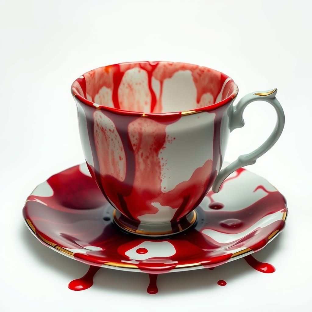 Blood Stained Teacup: A Horror Still Life