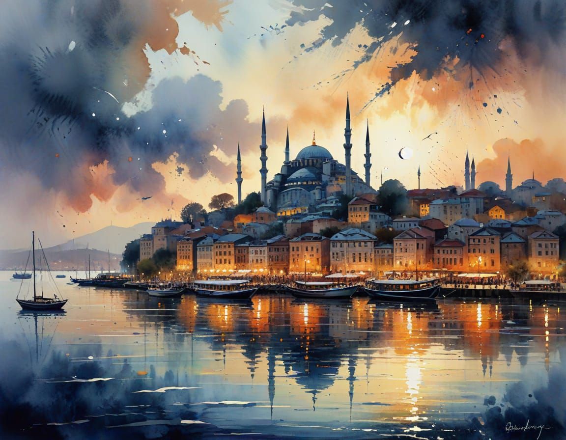 Turkish Watercolor Masterpiece of İstanbul
