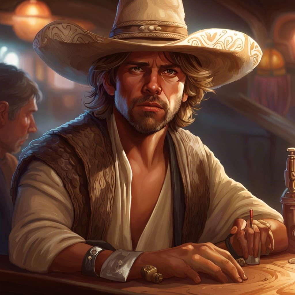 Mexican Cowboy Portrait in Hyperdetailed Lighting