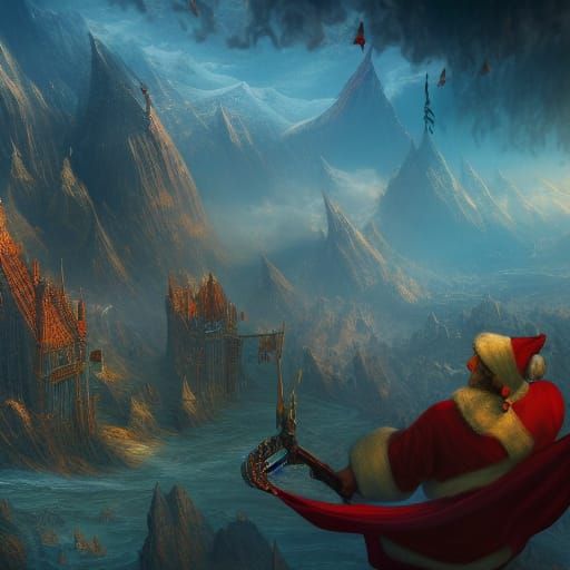 Detailed Matte Painting of Santa Claus