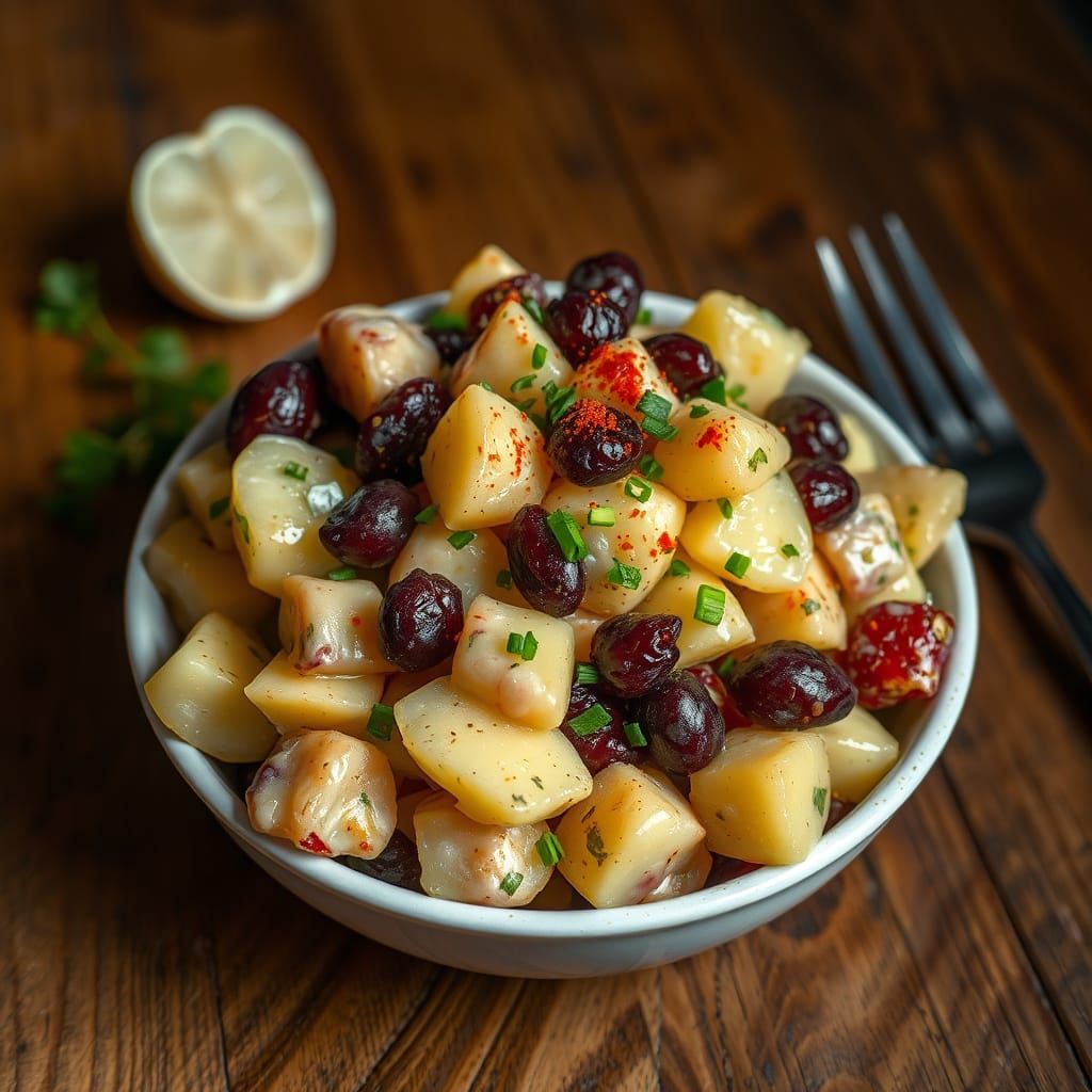 Vibrant Potato Salad Still Life in Earthy Tones