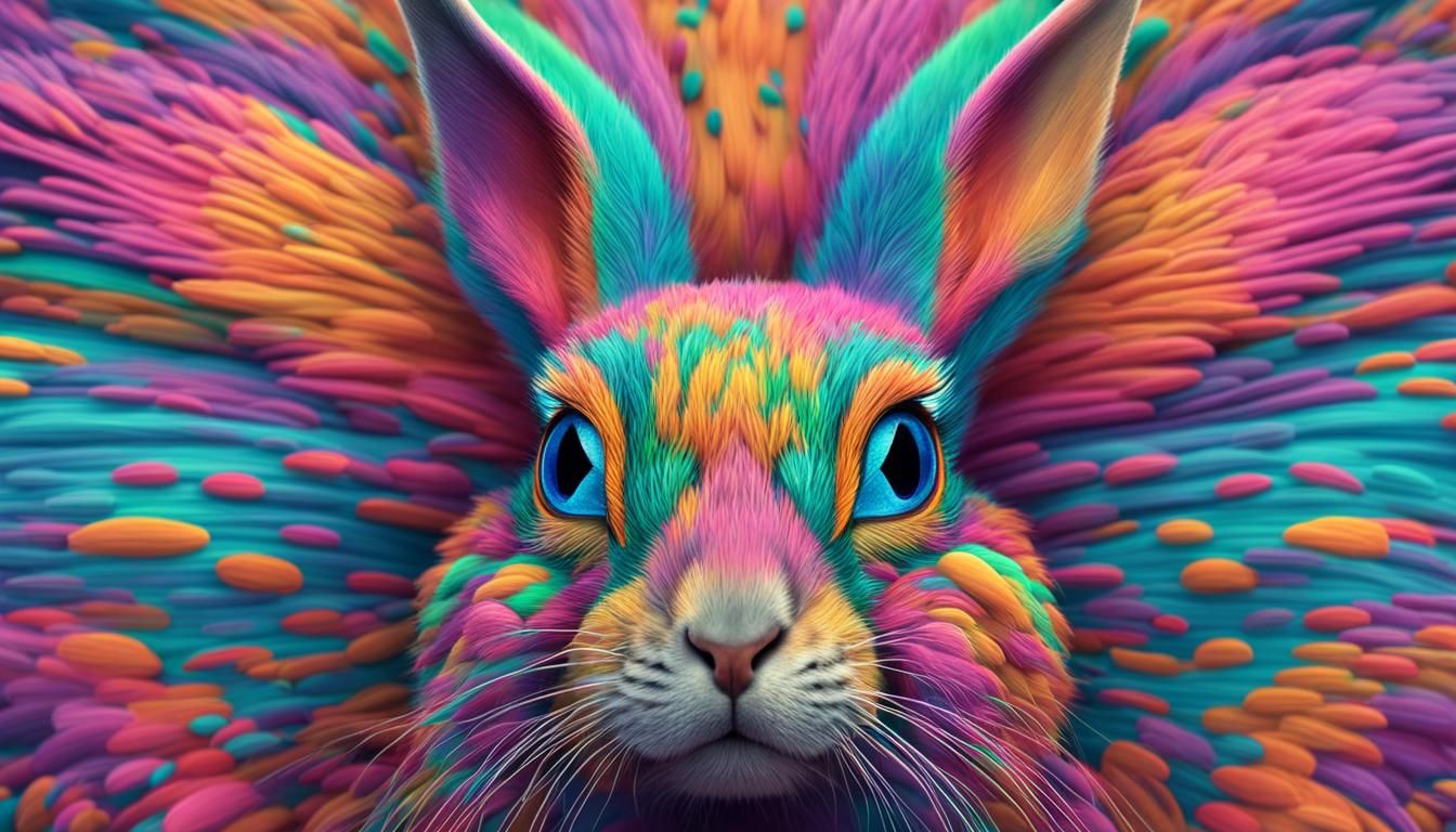 Surreal Pastel Bunny in Dreamland, Fantasy Illustration